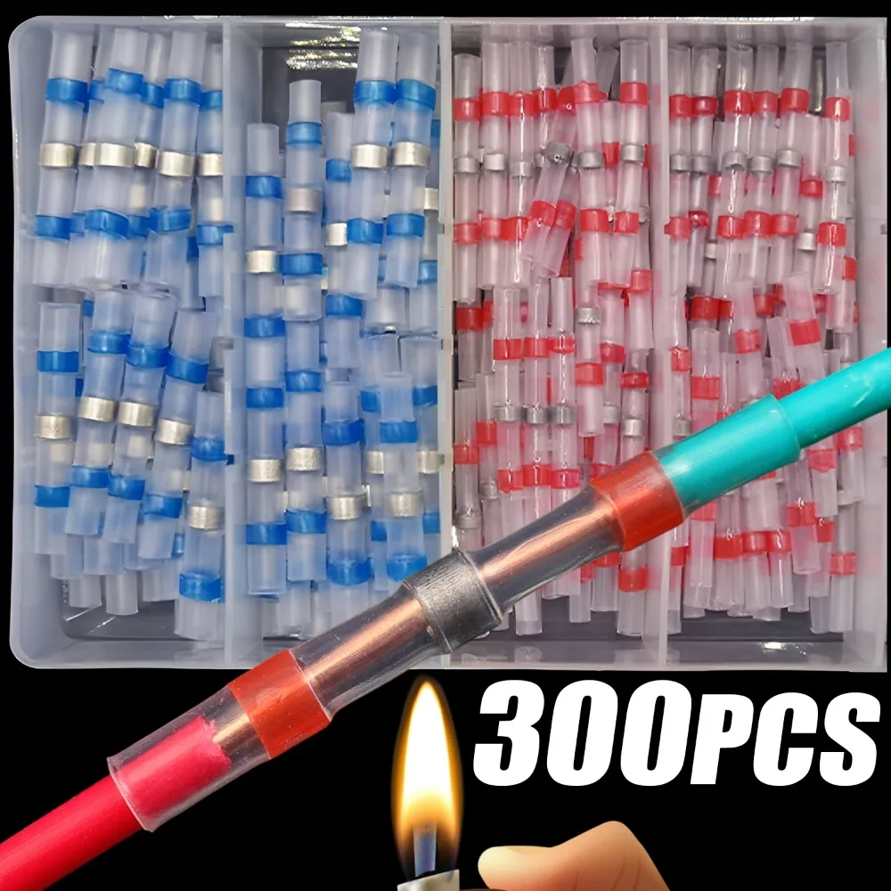 Heat Shrink Butt Connectors Solderless Terminals Waterproof Insulated Electrical Wire Splice Kit for Car Audio Automotive Repair