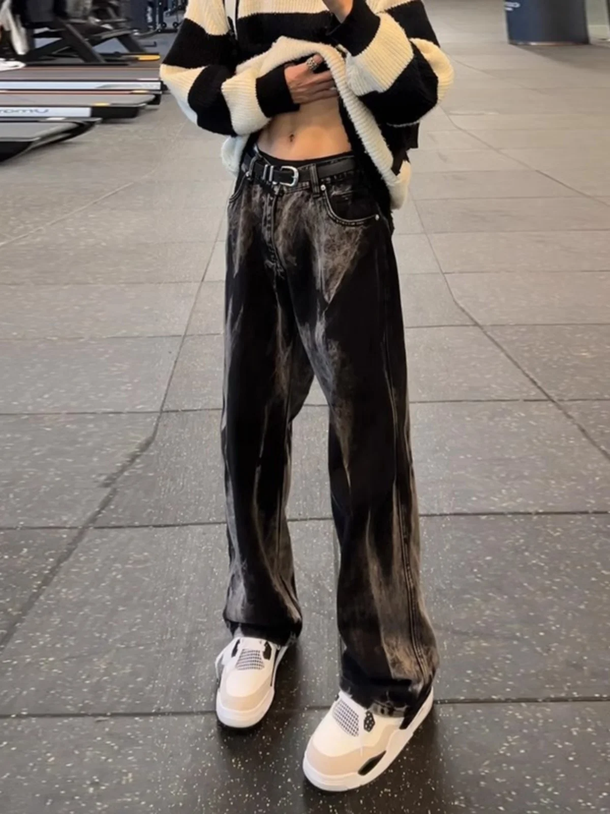 

American Style Black Dyed Jeans Men's Fashion Brand Autumn Winter Cool Streetwear Micro Flared Straight Knife Jeans