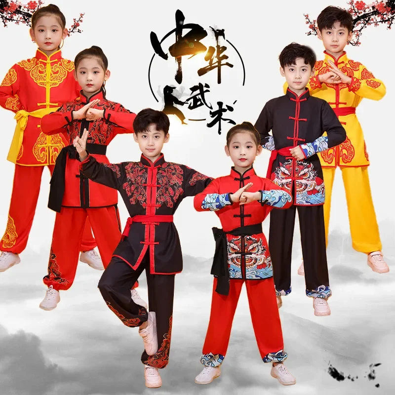 Children Perform Wushu Sets Boy Tai Chi Set Martial Arts Costumes Baby Girl Suit Mother Kids Clothes Chinese Kung Fu Uniform Men