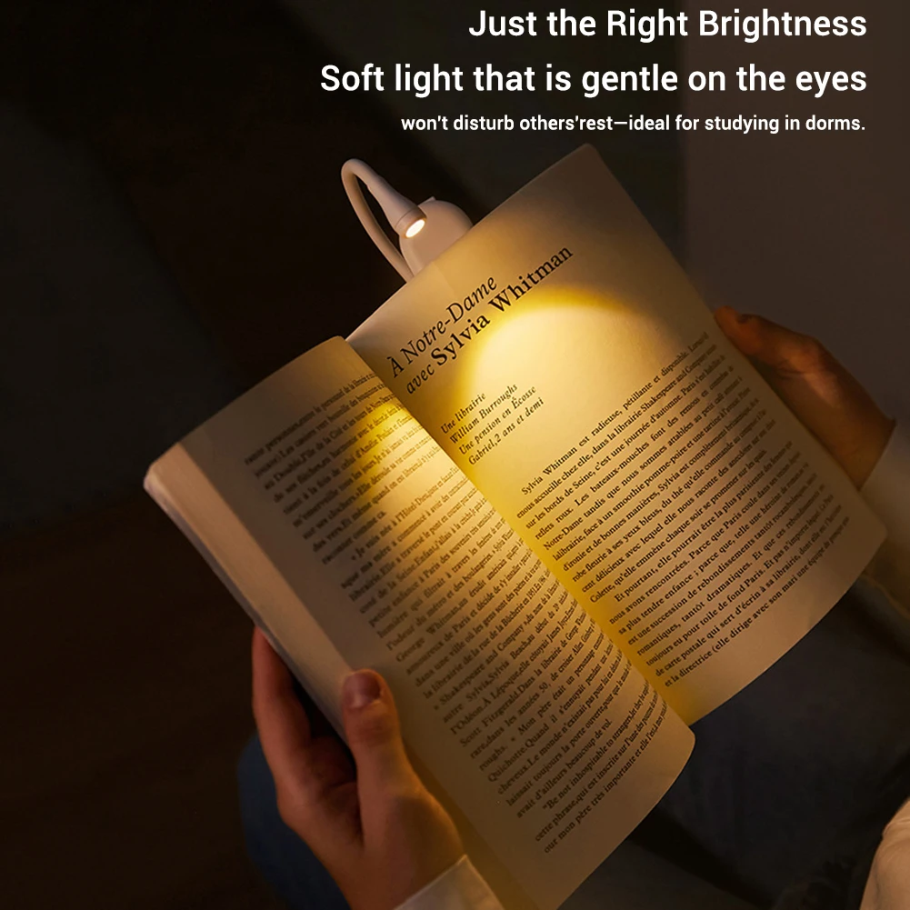 

Mini Rechargeable Reading Light Eye-Care Reading Light For Books In Bed Flexible Gooseneck Clip On Light For Book Lovers