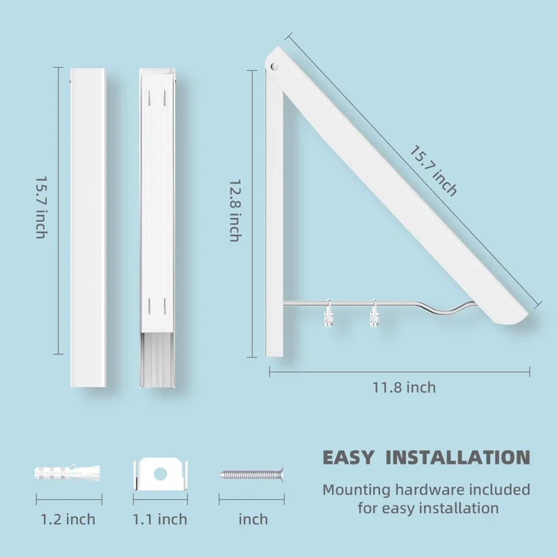 2 Clothes Drying Rack Foldable Collapsible, Folding Laundry Wall Mounted Retractable Hanger Room,
