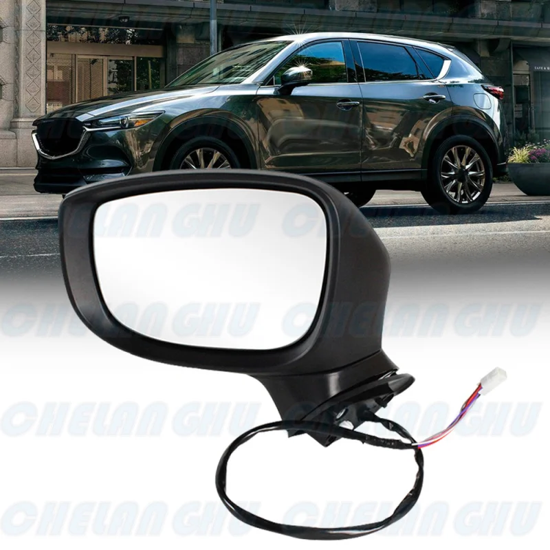 For Mazda CX-5 2017 2018 2019 2020 2021 2022 Left Side 8 Pins Black Painted Power Fold Turn Lamp Mirror Assembly