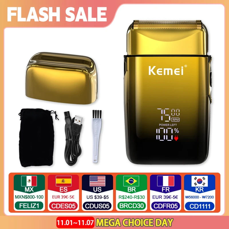 Kemei 7500 RPM Electric Shaver Professional Hair Beard Razor Rechargeable Beard Trimmer Shaving Cutting Machine for Men KM-TX10