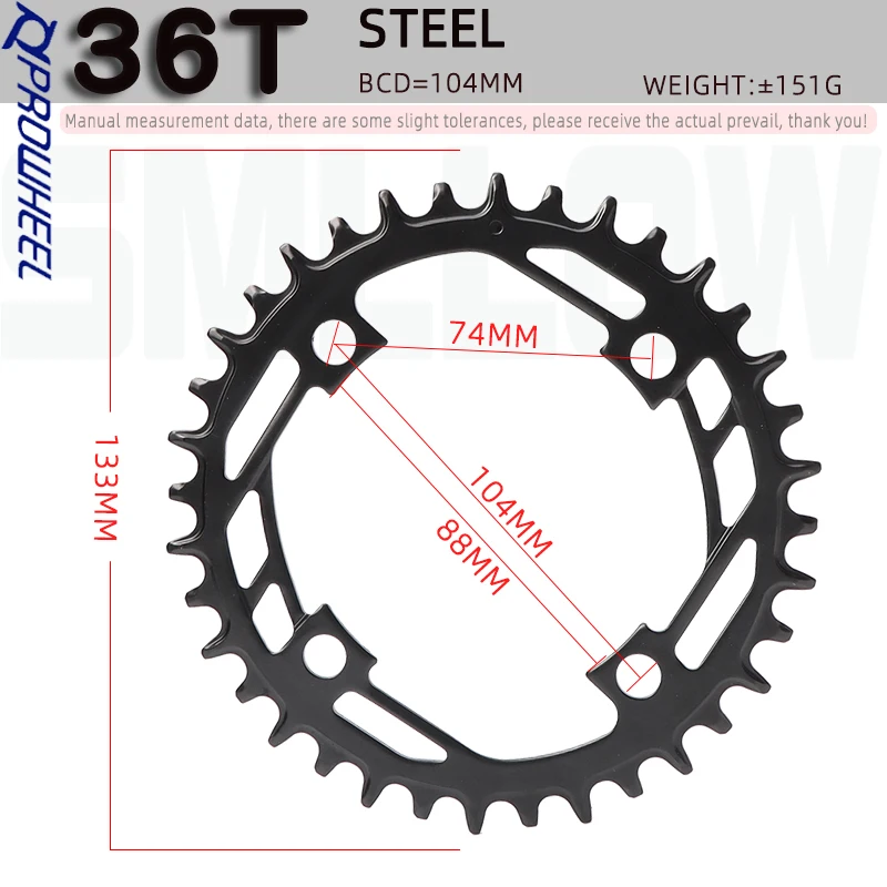 Prowheel MTB Chainring 104BCD Bicycle Steel Chainwheel 32T 34T 36T 38T 40T Mountain Bike crown Narrow Wide Round Sprocket