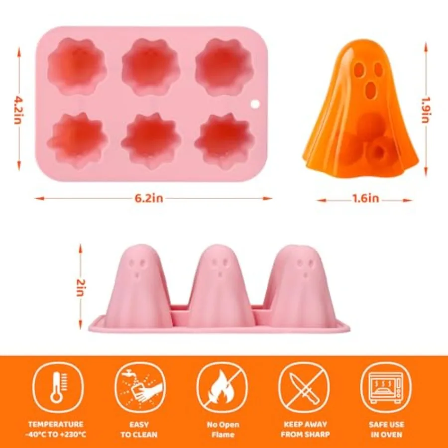 2 قطعة قوالب السيليكون هالوين ثلاثية الأبعاد شبح قالب من السيليكون للأغذية غير عصا لطيف شبح كعكة قالب البوب ل هلام الشوكولاته الحلوى Gumm
