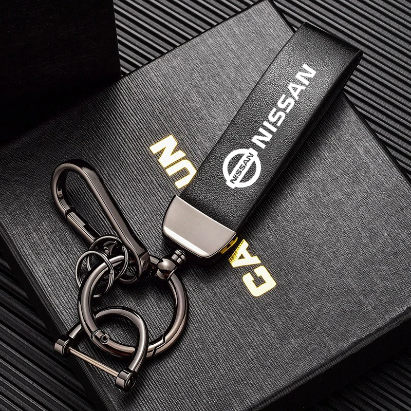 Metal/Leather Car Styling Emblem Keychain Buckle Key Chain Rings Gift For Nissan Qashqai X-Trail T32 T31 Juke J10 Kicks Tiida