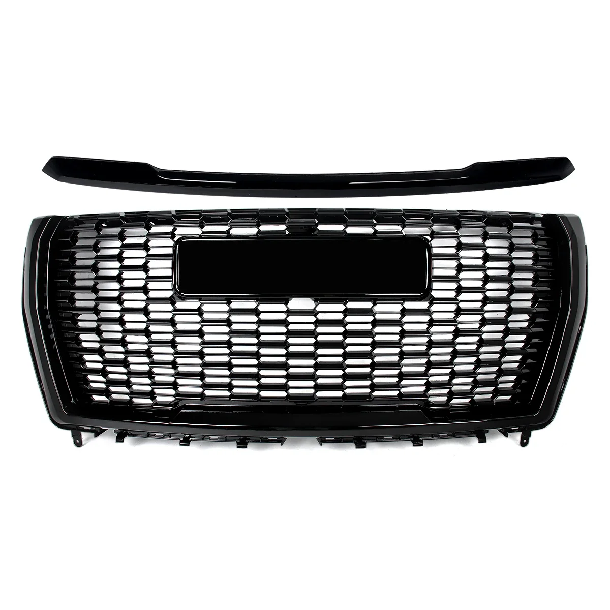 Front Hood Molding Trims Grille Fit For 2021-2024 GMC Yukon/XLDenali Front Bumper Upper Grille Hood Grille Trims Glossy Black