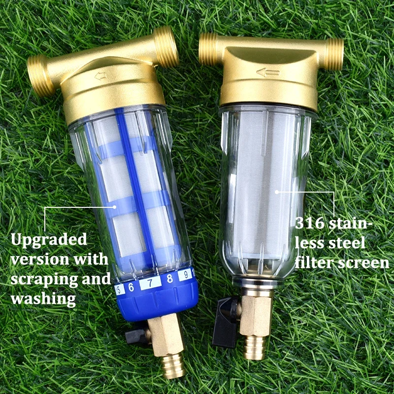 Pre-Filter Backwash Stainless Steel Mesh Purifier, Central Prefilter Water Filter Sediment Filtration Whole House Water Filter