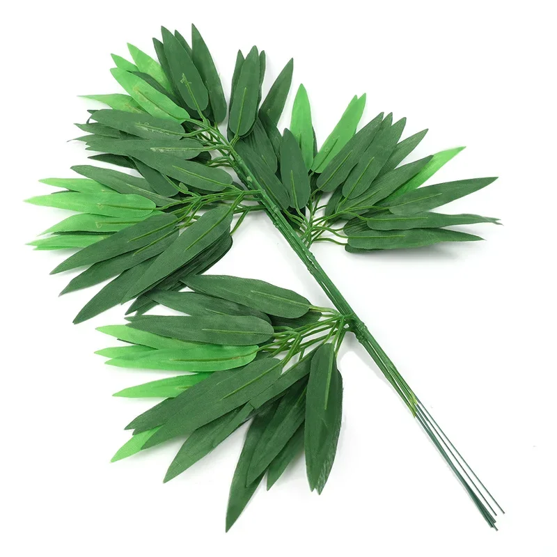 1/3/5Pcs Artificial Bamboo Leaves Green Plants Fake Branches Simulation Plastic Bamboo Leaves Wedding Home Hotel Office Decor