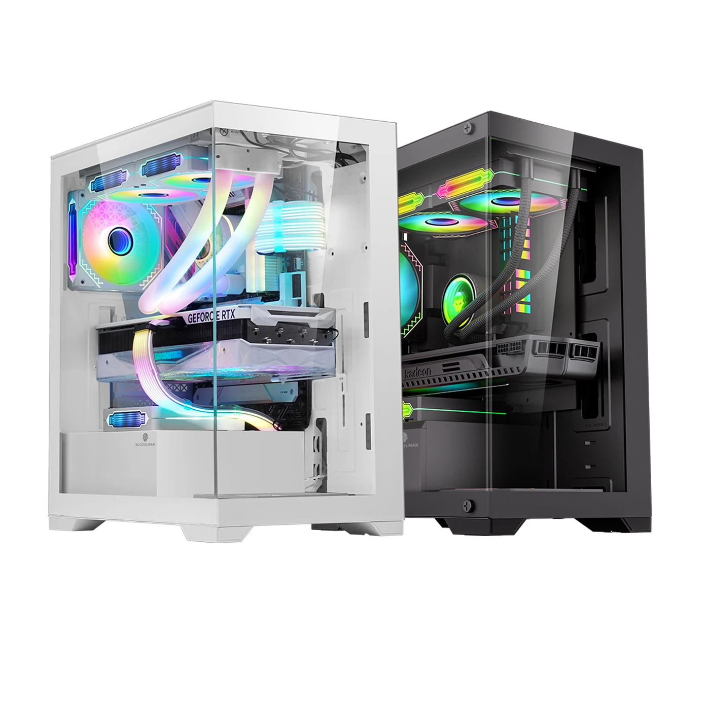 WJCOOLMAN Prisma transmisión de luz lateral de vidrio computadora de juegos caja de computadora de escritorio compatible con refrigeración por agua 240/placa base ATX