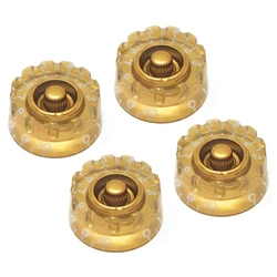 Gold Notched Speed Knobs for SG Electric Guitar (Set of 4) Knurled Fits 24 Fine-Spline Shaft Pots