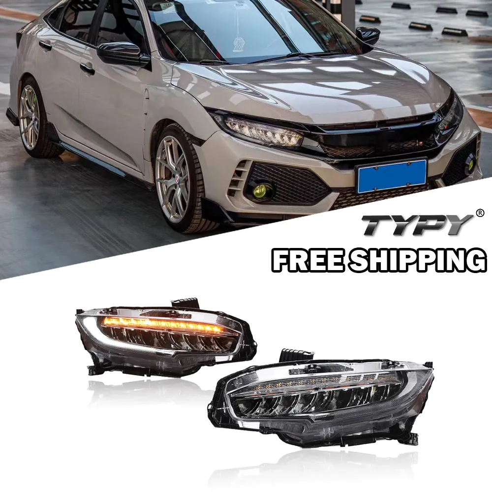 

TYPY Car Styling HeadLamp Assembly For Honda Civic 10th LED Headlight 2016-2021 Upgrade to NEW Dynamic Car HeadLamp Accessories