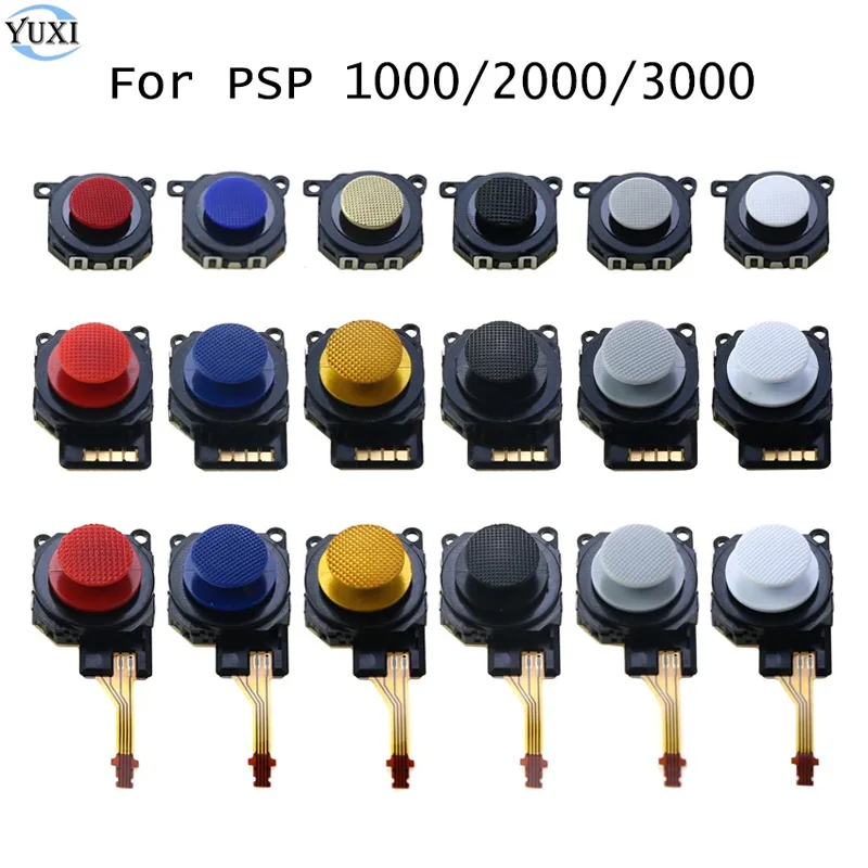 YuXi 1PC Black 3D Analog Joystick Button Sensor Module + Thumb Stick Caps Replacement Part For PSP 1000 2000 3000 Console