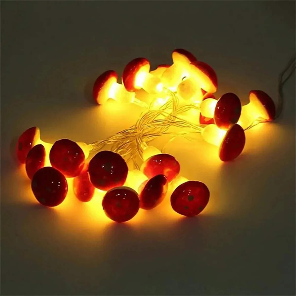 1PC Led Mushroom String Light Battery Operated Red Mushroom Fairy Lamp For Indoor Home Kitchen Christmas Decoration