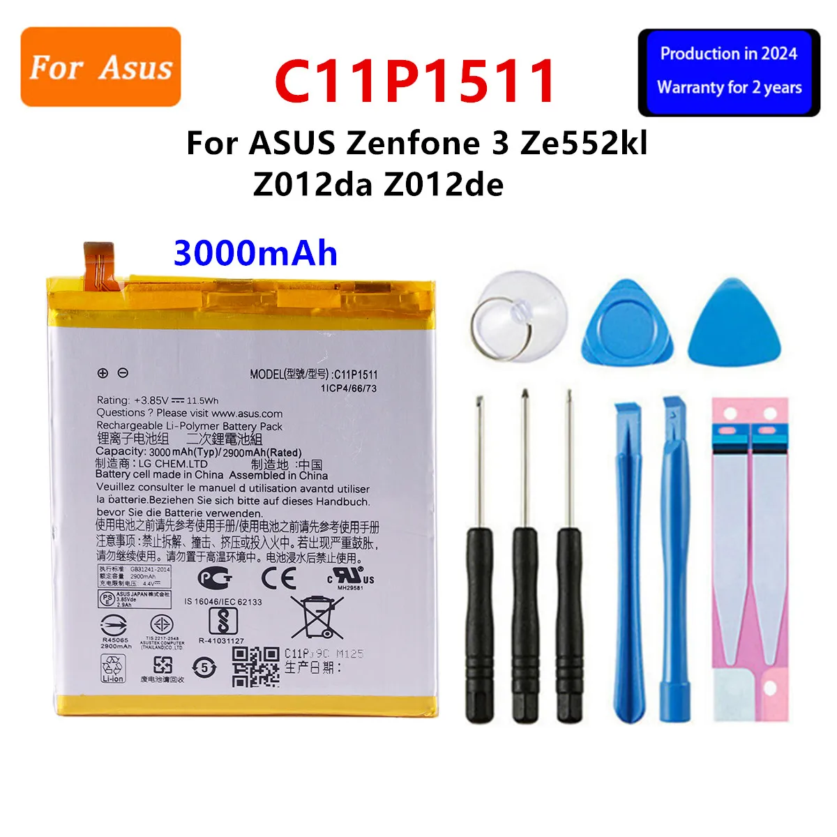 Brand New Battery C11P1511 3000mAh  For ASUS Zenfone 3 Ze552kl Z012da Z012de Replacement Battery+Tools