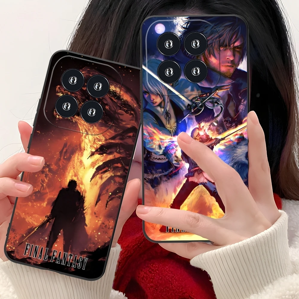 Final Fantasy Painting Mobile Cell Phone Case for Xiaomi 14 13 12 11 10 9 T Ultra Lite Pro S SE X 5G Black Phone Cover Shell