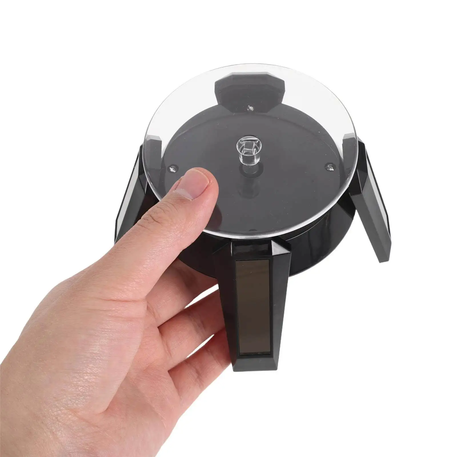 Solar Powered Rotating Jewelry Display Stand Black 360 Degree Auto Rotation for Necklace Bracelet Ring Exhibition Showcase