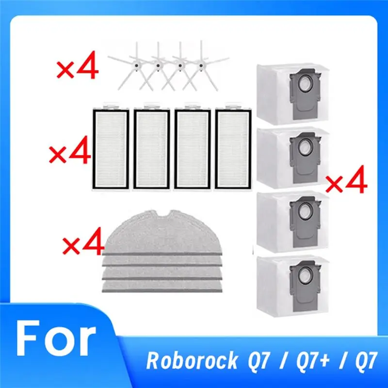 

Комплект для легкой замены запчастей для робота-пылесоса Roborock Q7 / Q7+ / Q7 Max+: боковая щетка, насадка для влажной уборки, фильтр, мешок для сбора пыли