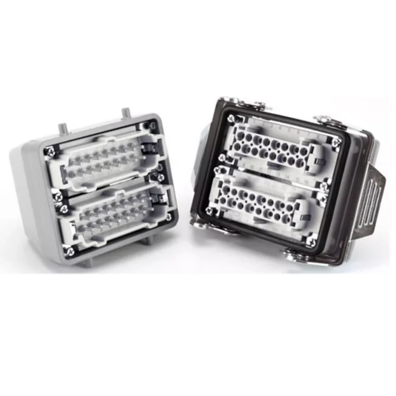 Half set HDC-HE 16/18/24/32/48-Pin Heavy Duty Industrial Power Connector Copper Contacts Aluminum Housing IP65 Rated 500V