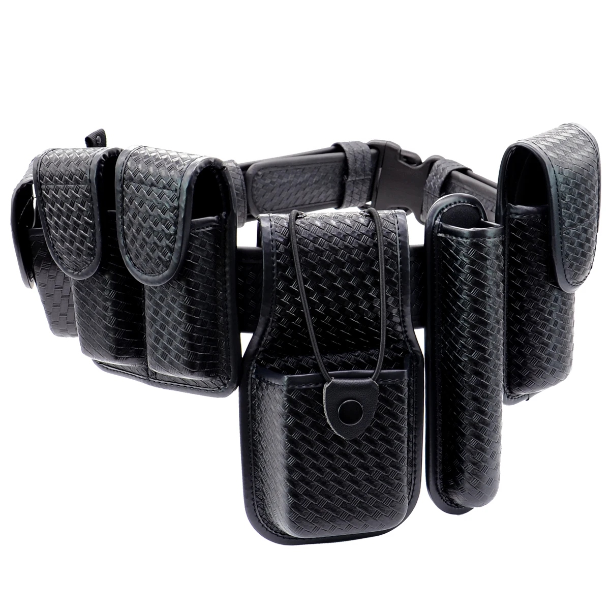 ROCOTACTICAL 8-in-1 Law Enforcement Duty Web Belt Rig with Handcuff Case, Mag Pouch, Basketweave Police Duty Belt Rig