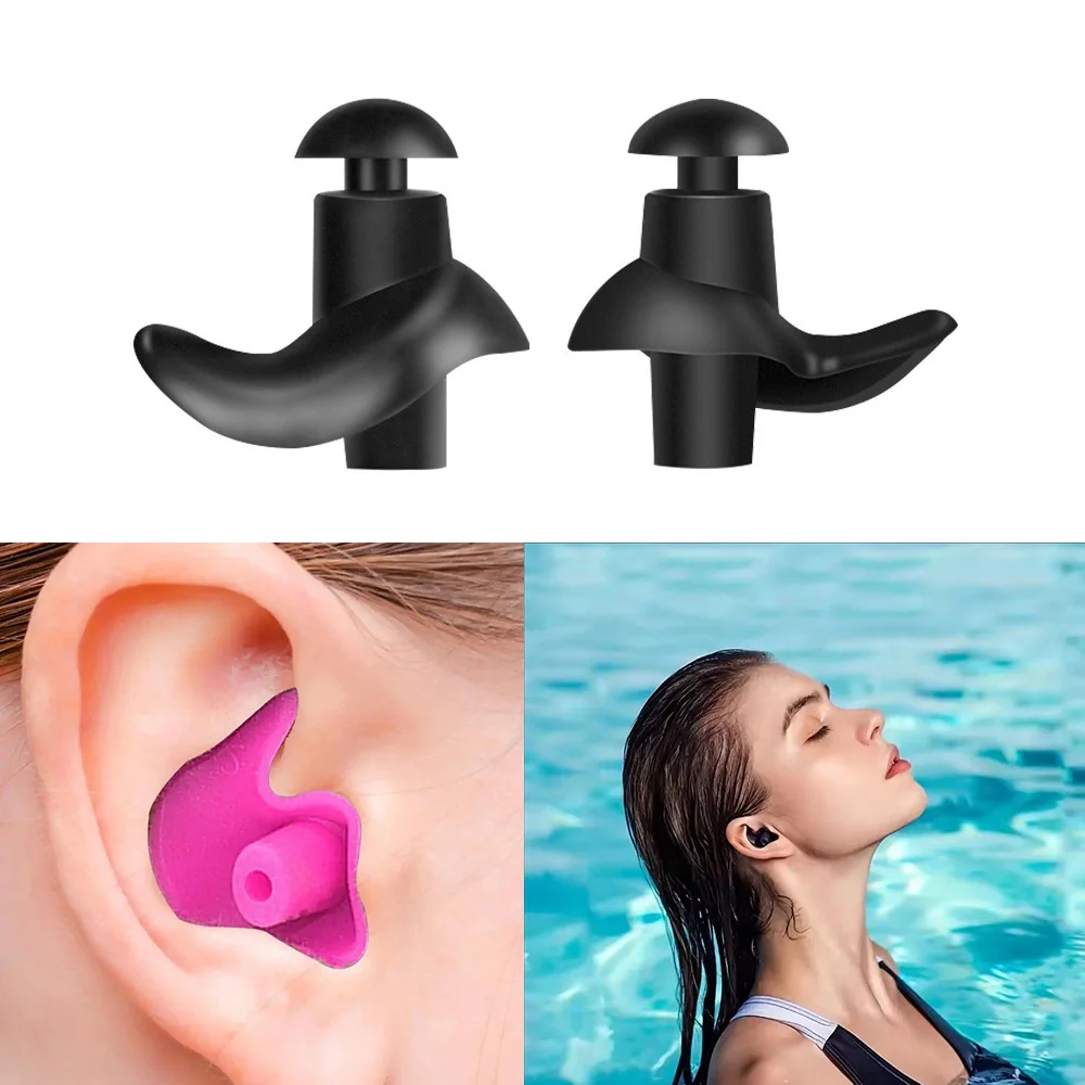 1 Pair Waterproof Soft Earplugs Silicone Portable Ear Plugs Swimming Accessories Soft Portable Dust-Proof Ear Plugs With Diving