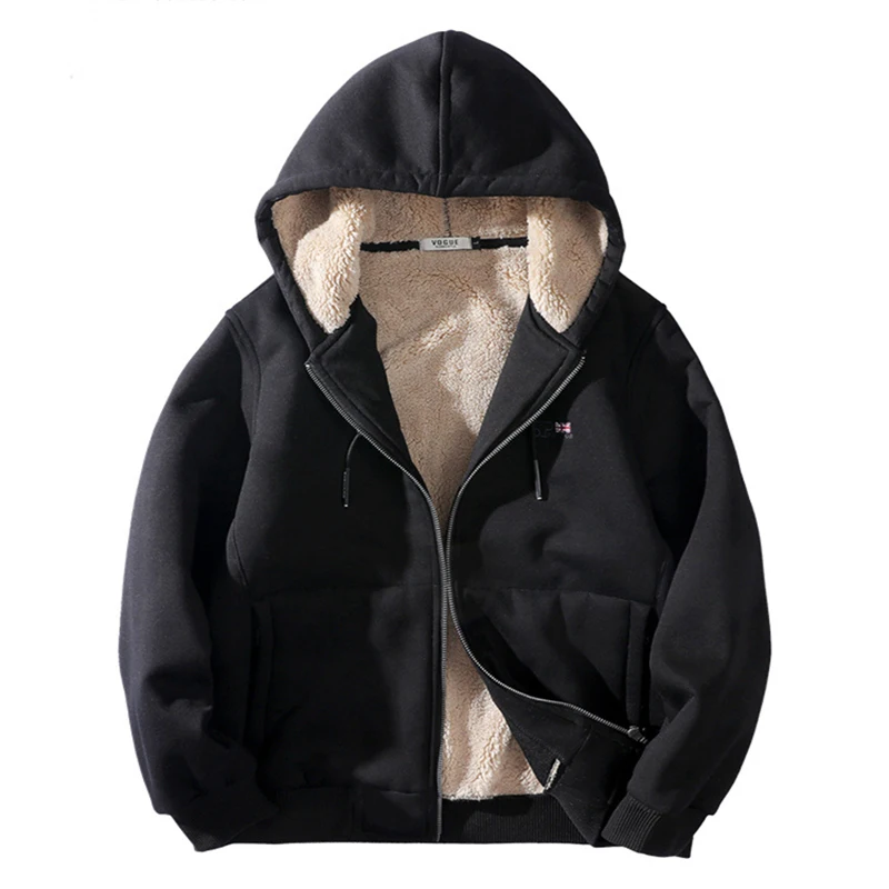 شتاء جديد حجم كبير الرجال سميكة معطف بقلنسوة 8XL135KG 7XL 6XL 5XL 4XL جيب عادية سستة الصوف مقنعين سترة رياضية