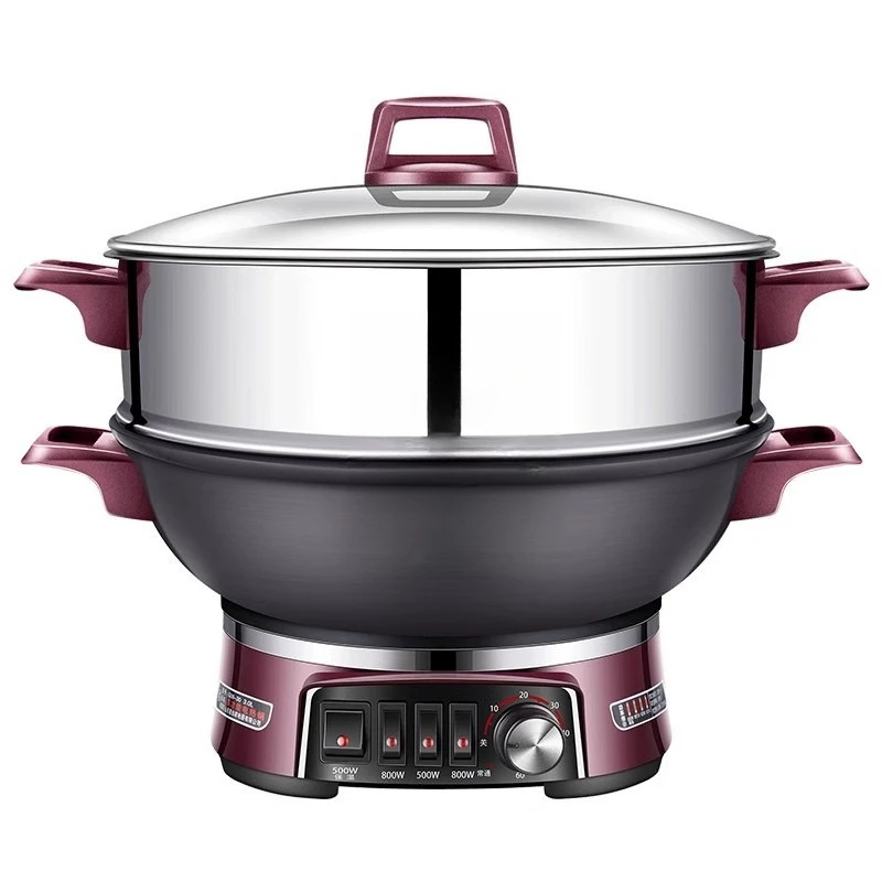 

Electric wok Household multi-functional electric cooking wok Integrated cast iron electric heating pan Steaming, frying and