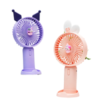 Sanrio Cartoon Handheld Small Fan Rechargeable Kuromi Cinnamoroll 3 Speed Portable Usb Mini Fan Children Desktop Electric Fan