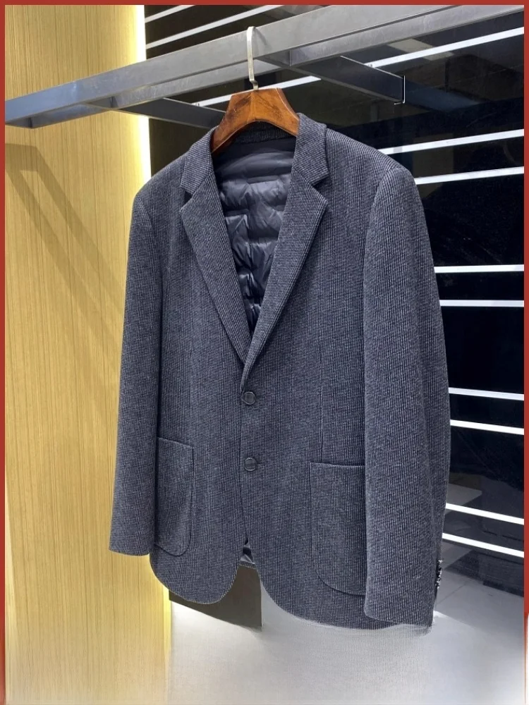 

High-End Goose down Filled Men's Winter Busin Casual Warmth Jaet Polyester Fiber Non-Iron Treaent 3D Stereo Design