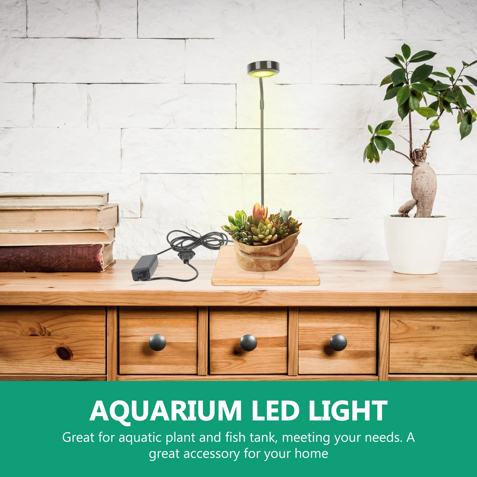 

Mini 3W Aquarium Lamp Wooden Base Fish Tank Lighting Plant Light Flexible Gooseneck Tube Day Night Color Restoration