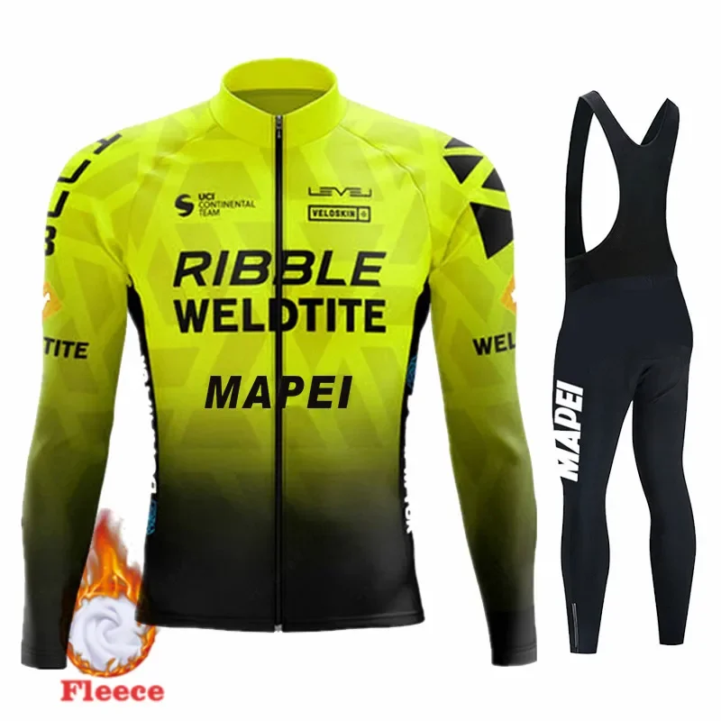 MAPEIful Pro team winter Cycling Jersey Set Bicycle Sportwear Suit MTB Uniform Road Bike Clothing Bicicleta Long Bib Pants