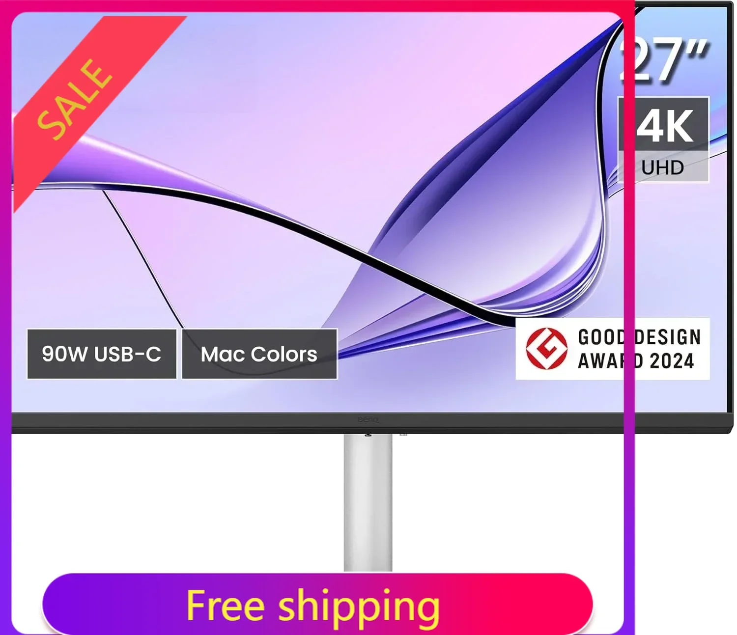 

Большая скидка на монитор Big DiscountHardware MA270U 27 дюймов 4K 3840x2160 для MacBook ® Pro/Air, два порта USB-C, поддержка Power Delivery 90 Вт, цвет в тон Mac, USB