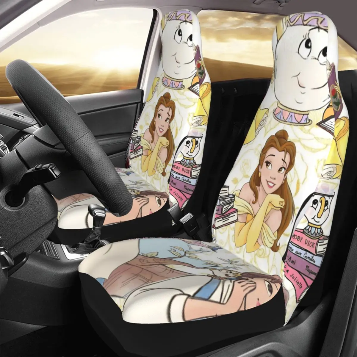 أغطية مقاعد السيارة من بيل بيوتي آند ذا بيست، أغطية مقاعد السيارات الواقية من البوليستر، قطعتان من غطاء الشتاء كاواي