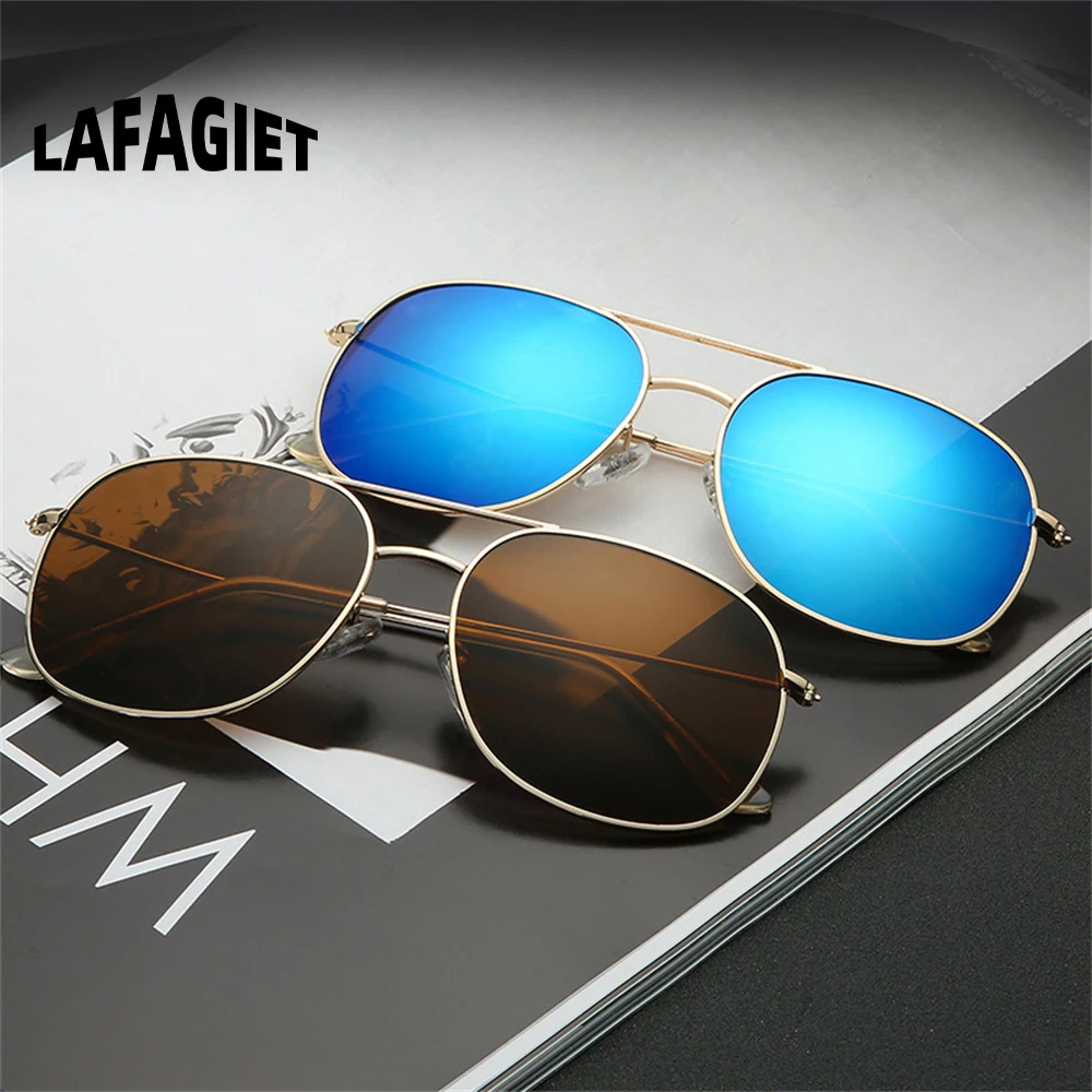 New Neutral Metal Frame Sunglasses 2023 Fashion Design Pilot Sun Glasses Personalized Rainbow Film Goggles Men and Women