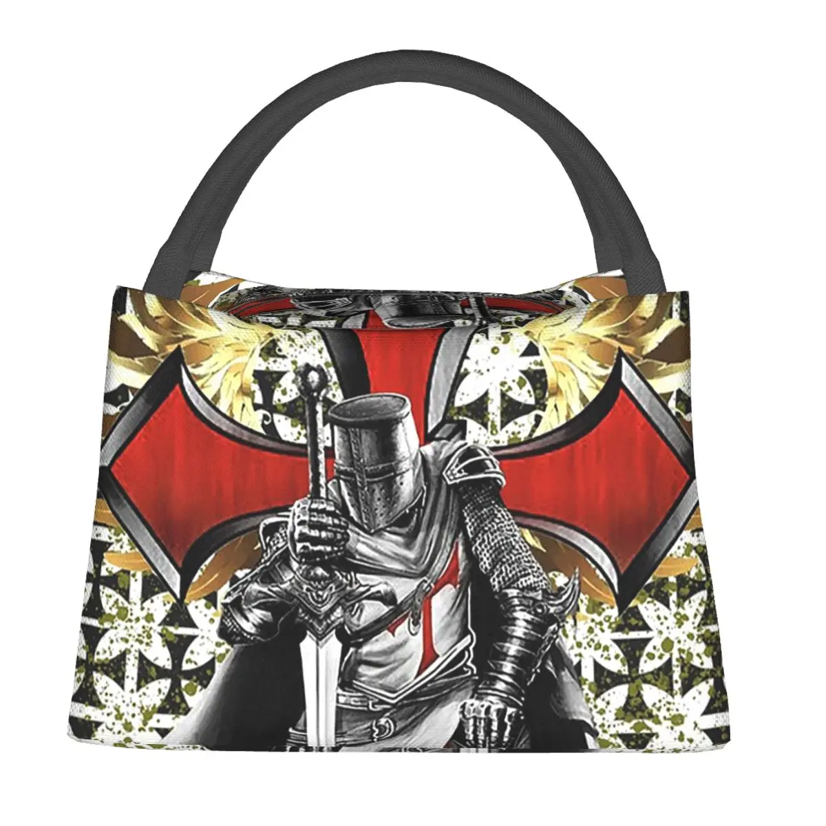 Knight Templar Sword Crusader Lunch Bags Insulated Bento Box Lunch Tote Picnic Bags Cooler Thermal Bag for Woman Student Office