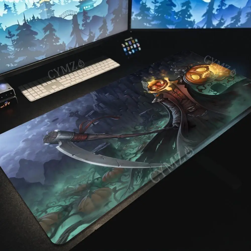 

Загадочный дизайн головы тыквы, большой коврик для мыши, настольный коврик, игровой коврик, нескользящие аксессуары для стола с прошитыми краями, настольные коврики, ковер, коврик