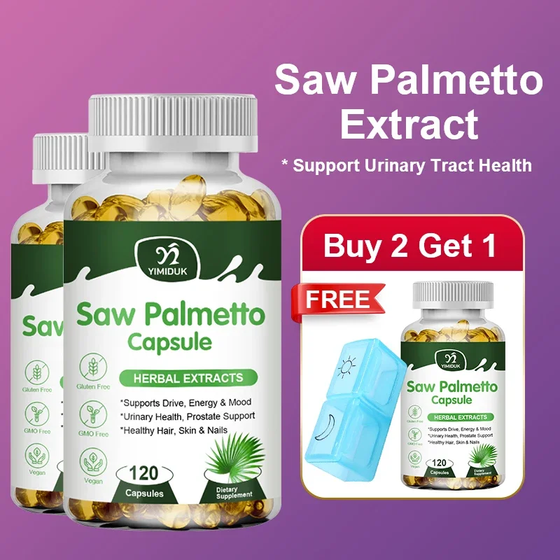 Cápsulas de Saw Palmetto Avanzadas YIMIDUK para Hombres, Apoya la Función Prostática, la Salud Urinaria, Bloquea la DHT, Equilibra el Estado de Ánimo y la Energía