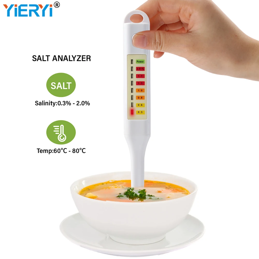 Digital LED Temp Salinity Meter Food Salinometer Salt Concentration Tester Hydrometer Handheld Analyzer for Kitchen Brine Soup