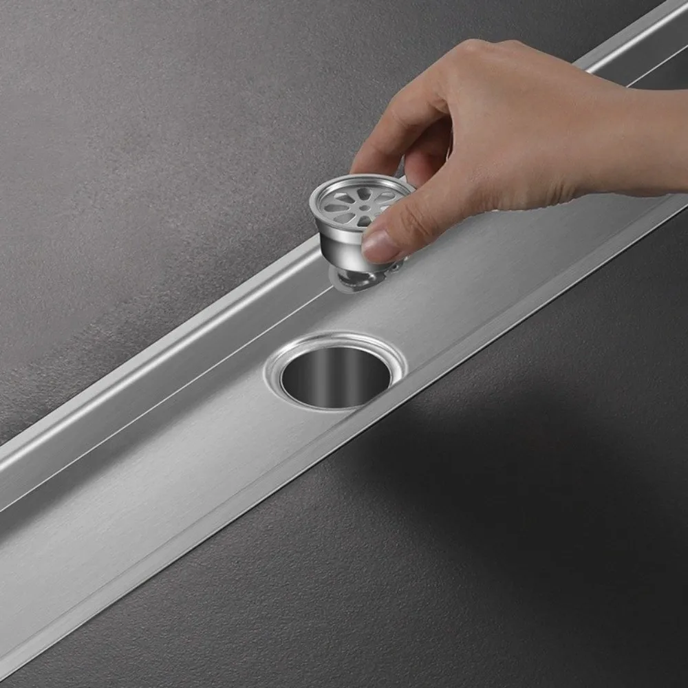 304 Stainless Steel Invisible Floor Drain Removable Cover Quick Drainage Rectangular Floor Drain Concealed Anti-Odor
