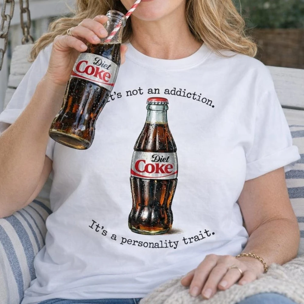 Camiseta con ilustración de botella de Coca-Cola Diet, camiseta gráfica retro de refresco, camiseta de regalo para amantes de las bebidas, camiseta informal de algodón con cuello redondo para hombres y mujeres