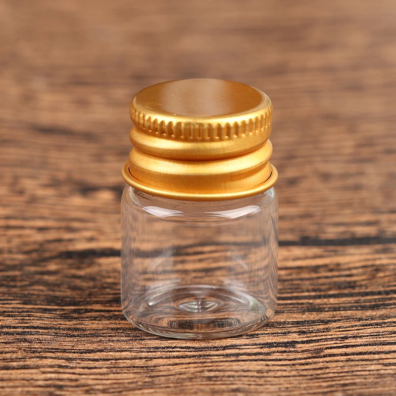 10 piezas de botellas de vidrio de 5ml/7ml/10ml/14ml/18ml/20ml con tapas de aluminio, minitarros de vidrio pequeños, 6 tamaños, selección en U