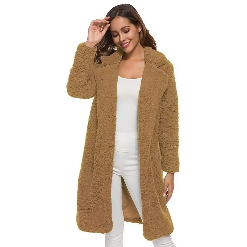Fashionable Long Casual Women's Coat Fake Fur Outerwear Autumn Winter Stylish  Fur Trimmed Coat Elegant Ladylike Style