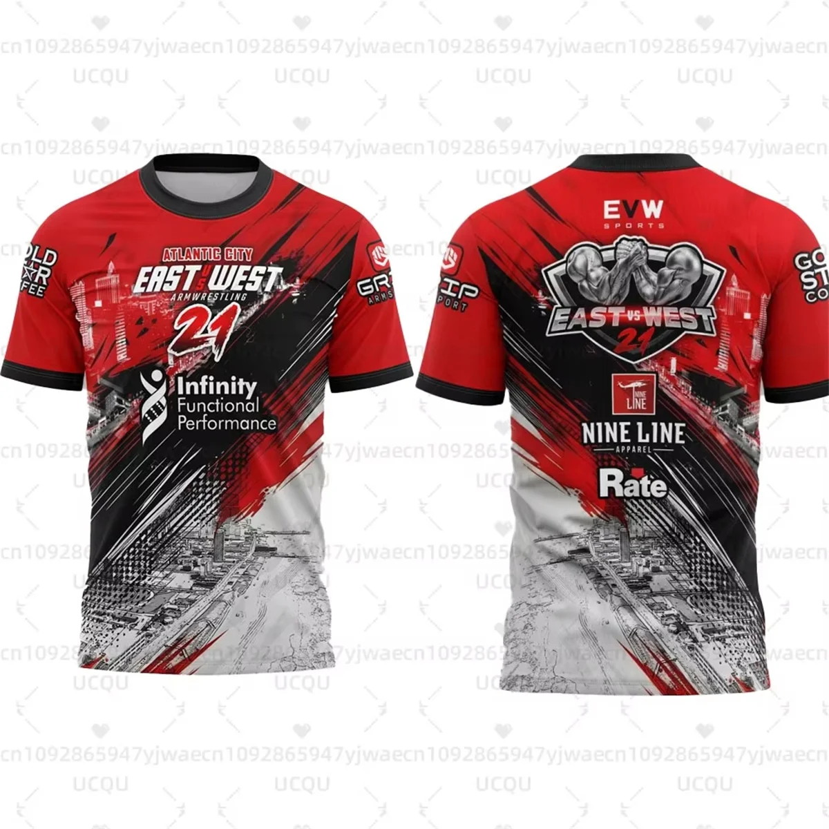 

Спортивная футболка EVW 2026 New East VS West, свободного кроя, быстросохнущая, для армрестлинга, летняя, мужская, для активного отдыха и фитнеса