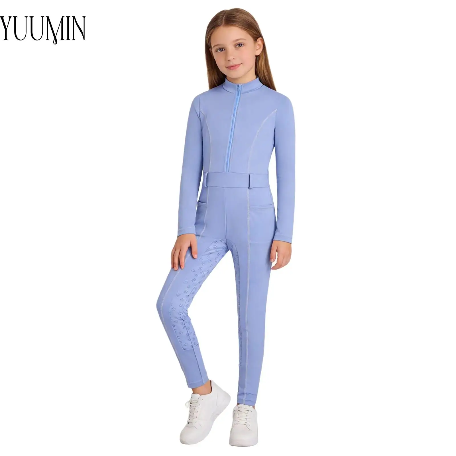 

Unisex Children Horse Riding Jumpsuit Kids Boys Girls Anti-skid Full Seat Equestrian Bodysuit Long Sleeve Jumpsuit Sportswear