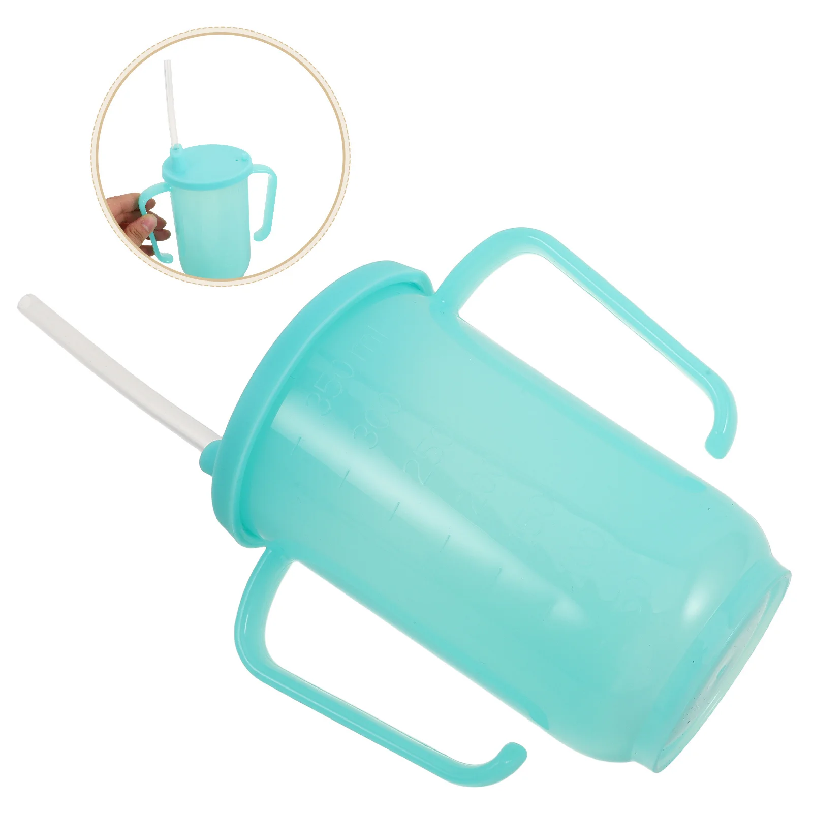 

2Pcs Elderly Feeding Cups Spill Proof Straw Cup Extended Design Easy Grip Handle for Seniors Disabled Bedridden Patients Adult