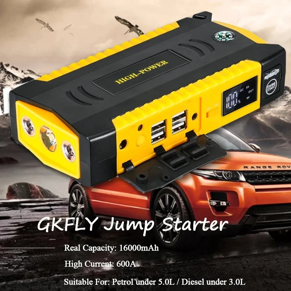 GKFLY 16000mAh Car Jump Starter Portable Car Battery Booster 12V Car Starting Device Power Bank Petrol Diesel Car Starter