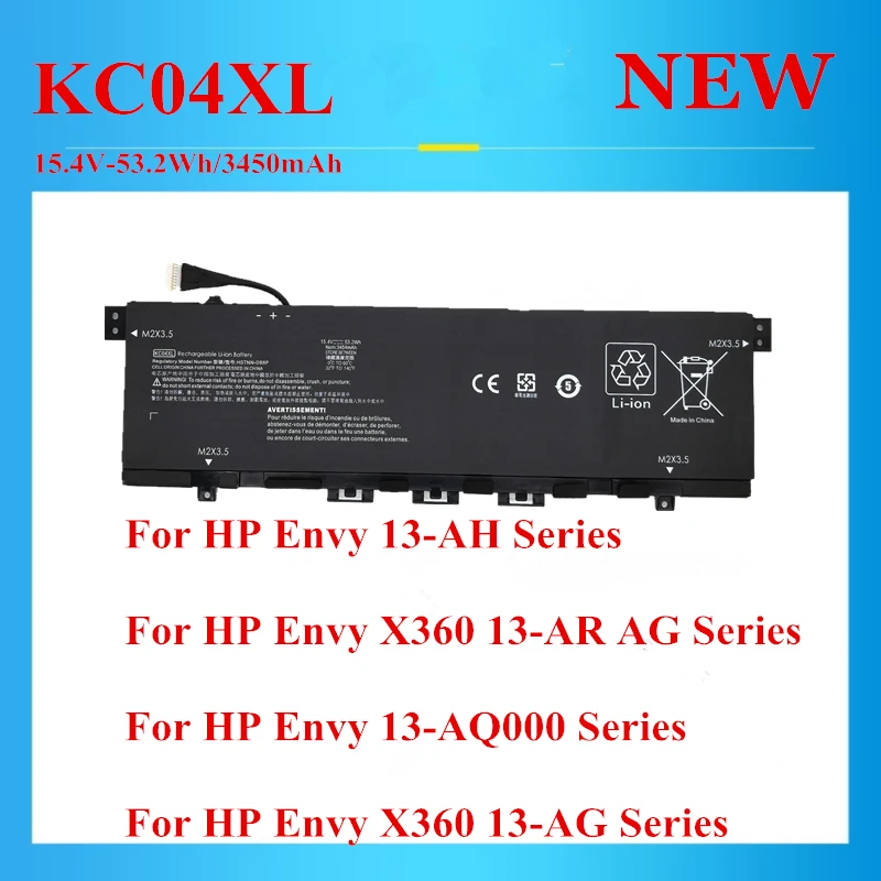 

New KC04XL HSTNN-IB8K DB8P L08544-1C1 2B1 L08496-855 TPN-W133 W136battery FOR HP Envy X360 13-AH 13-AR AG 13-AQ000 X360 13-AG