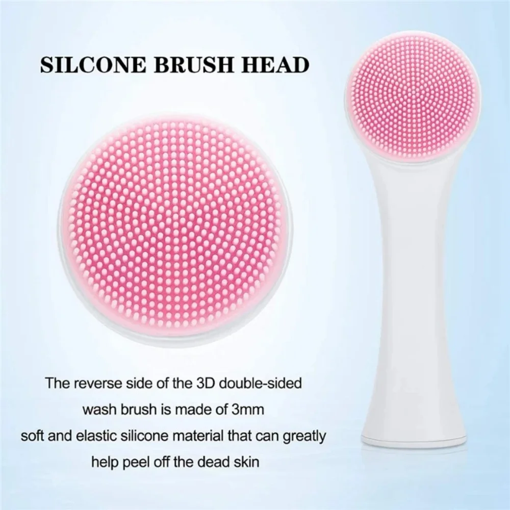 Silica Gel Facial Brush Double Sided Facial Cleanser Blackhead Removing Product Pore Cleaner Exfoliating Facial Brush Face Brush