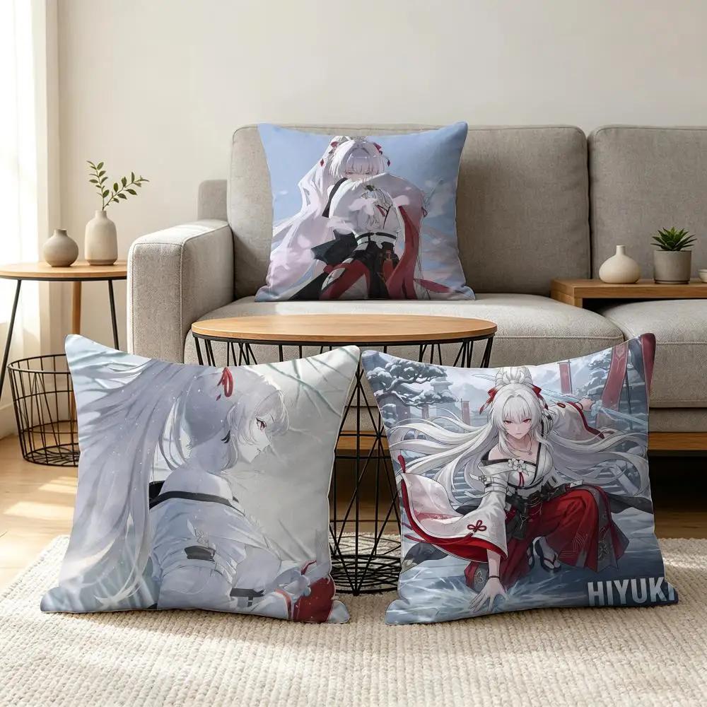 Hiyuki Wuthering Waves Cushion Cover Soft Short Plush Pillow Cover Smooth Cozy Texture Aesthetic Cushion Case Home Decor