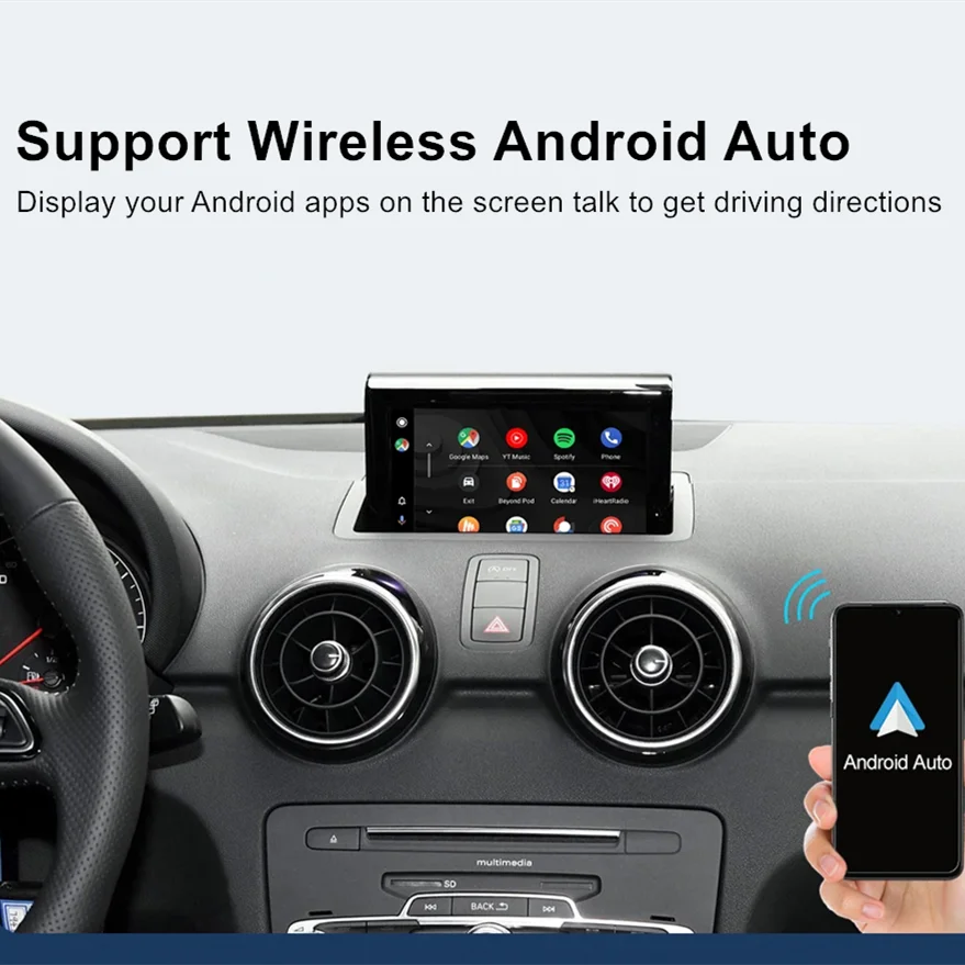 CARABC CarPlay اللاسلكي أندرويد السيارات مع وصلة مرآة AirPlay بلوتوث نظام تحديد المواقع والملاحة لأودي A1 Q3 2012-2018 MMI 2G/3G HN +